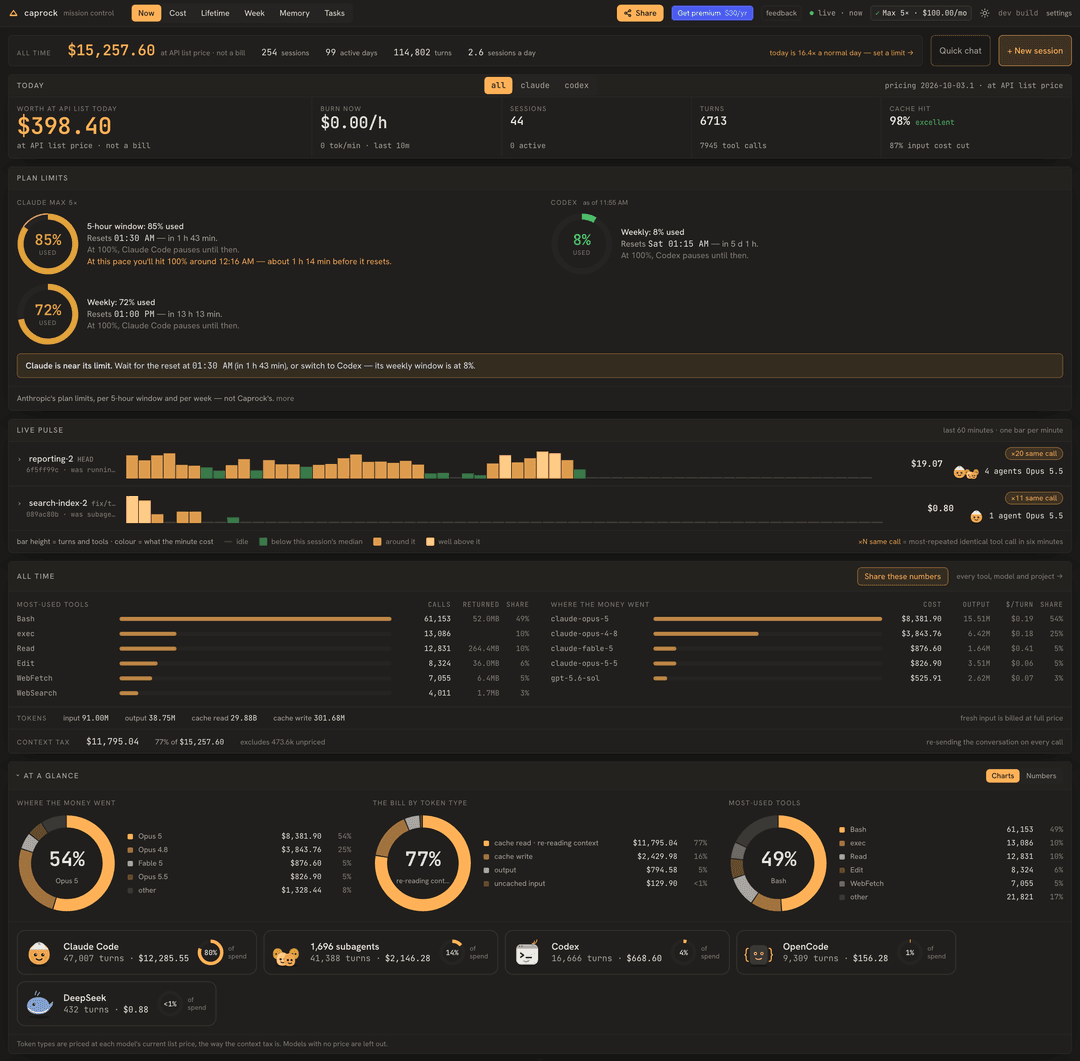 Live activity and cost, right now