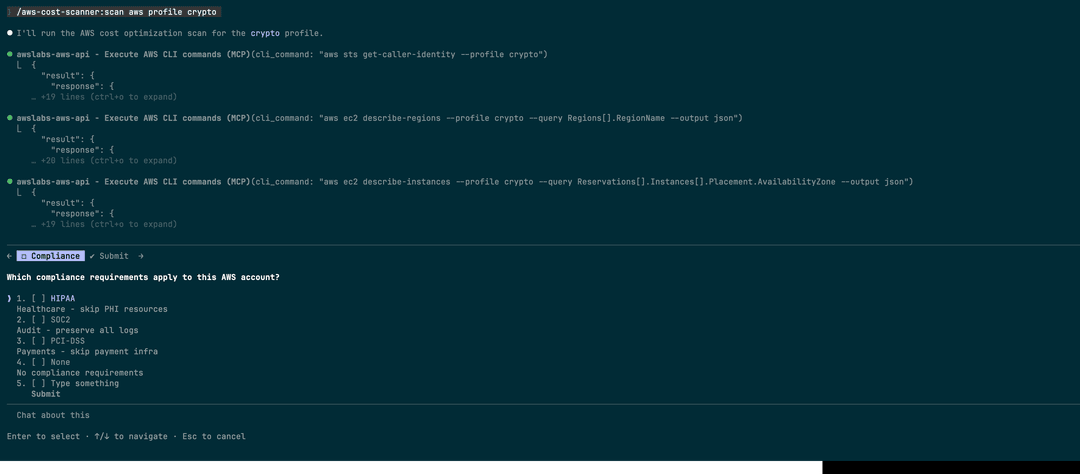 Scan step 1 - Compliance selection