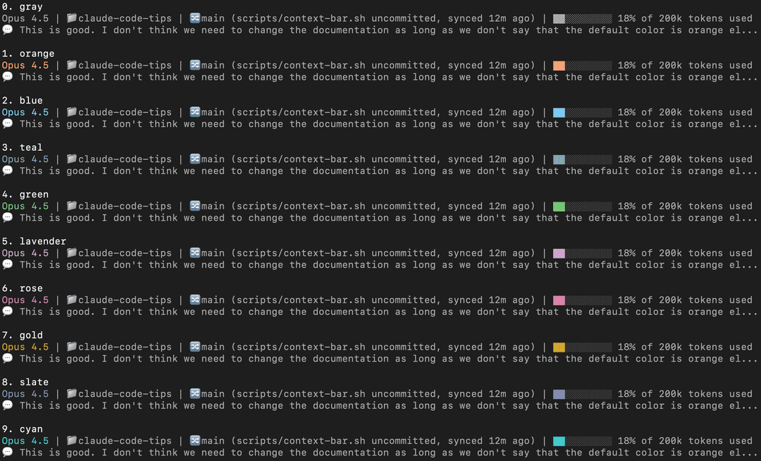 Color preview options