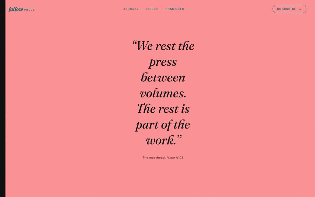 Fallow Press Practices — pink quote chapter