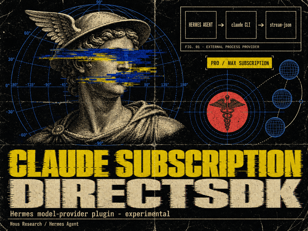 Claude Subscription DirectSDK — a Hermes model-provider plugin: Hermes → claude CLI → stream-json, on your Claude Pro/Max subscription