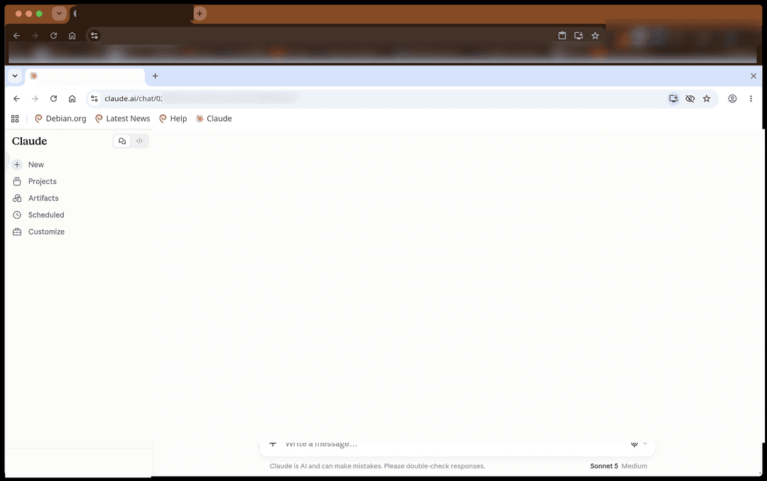远程 Chromium 中的 Claude 网页