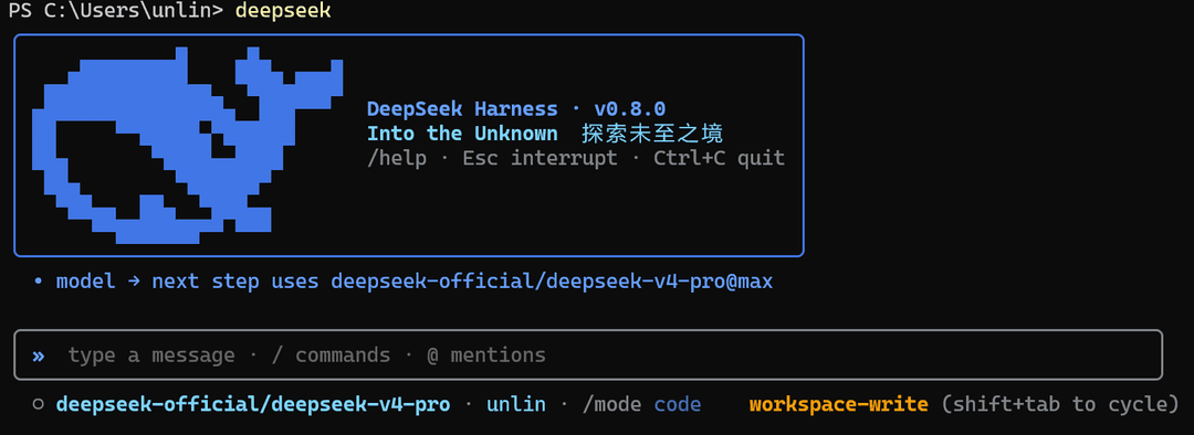 带斜杠命令补全的 DSH-Code 终端