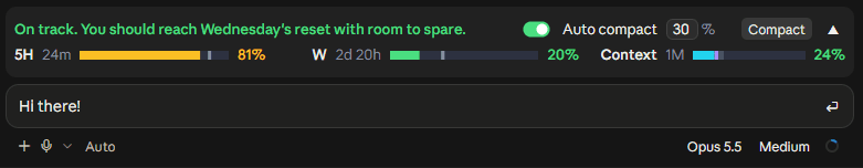 The band, collapsed, above the prompt in the Claude desktop app