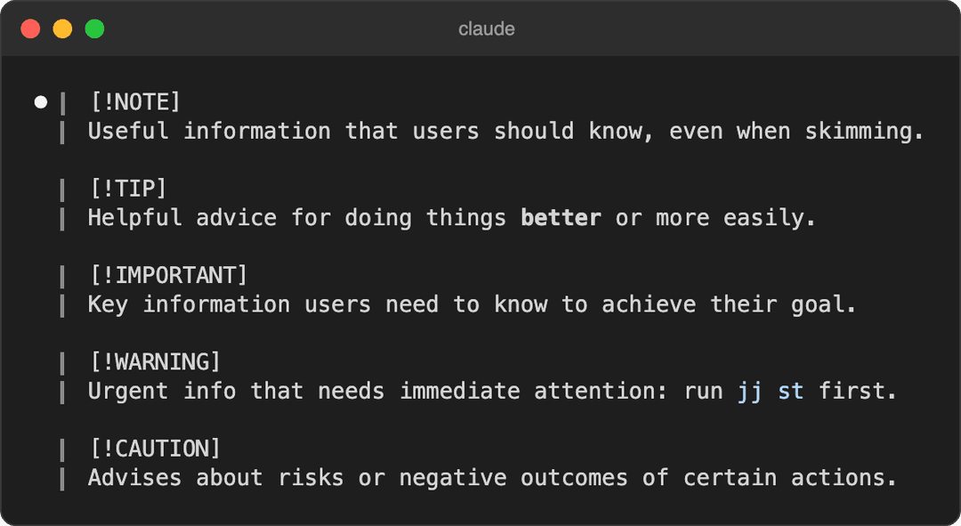 Alerts as raw blockquotes