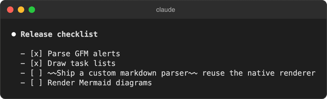 Task list as raw brackets