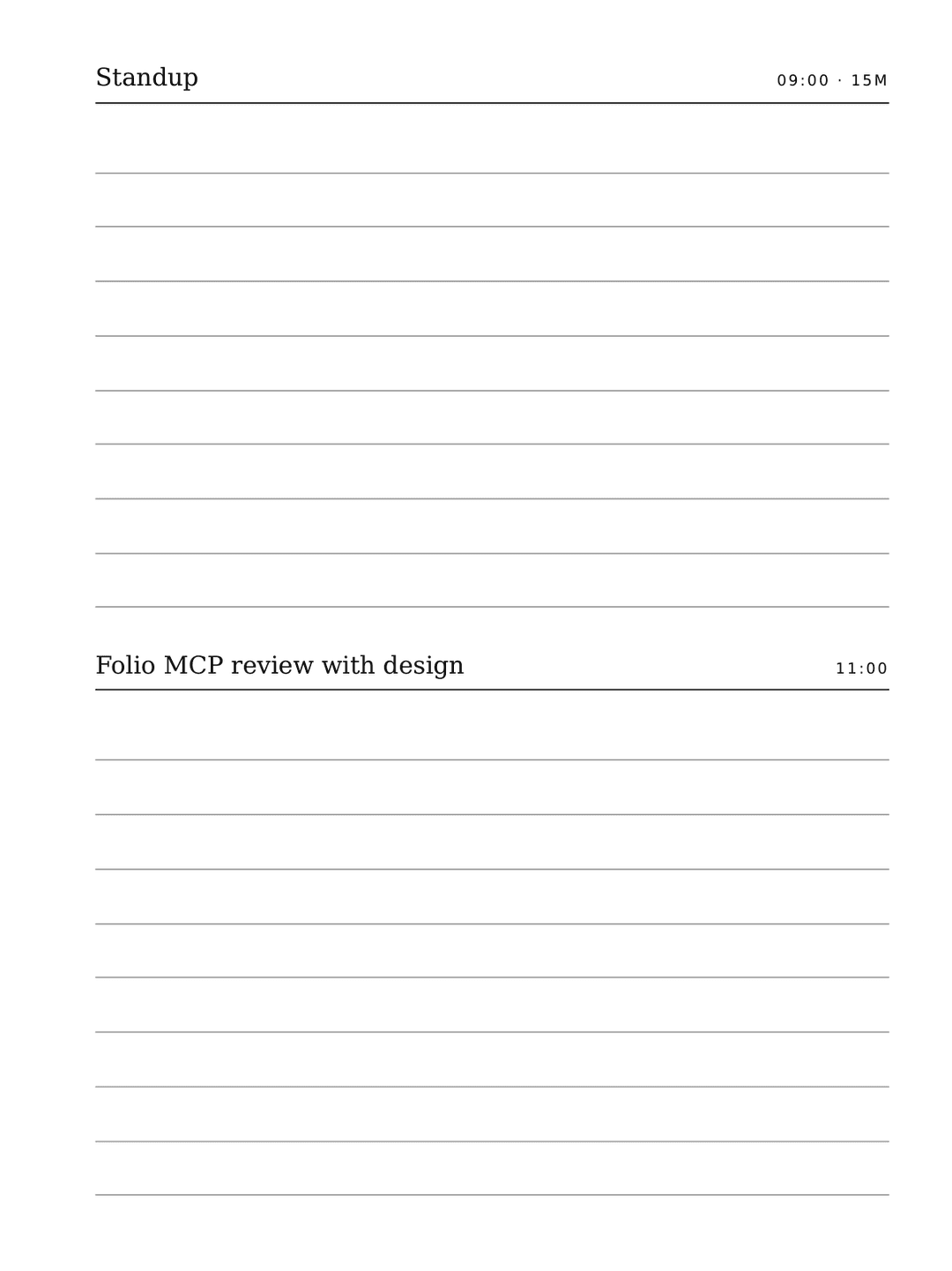 Meeting notes pages