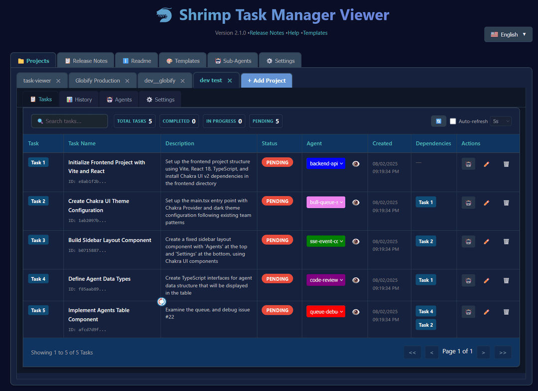 Task Viewer Interface