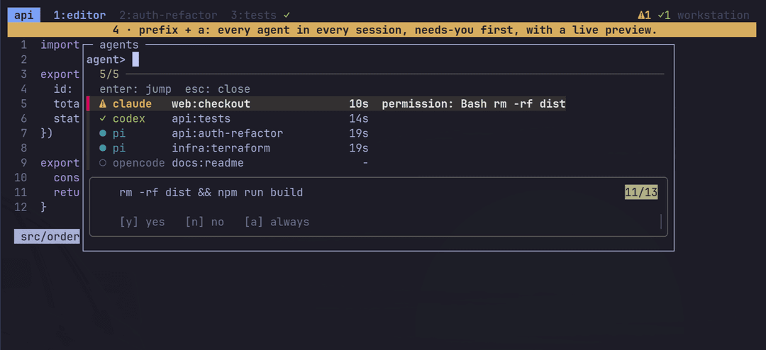 Agent picker with live preview