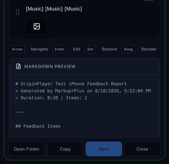 Live markdown preview inside the review editor