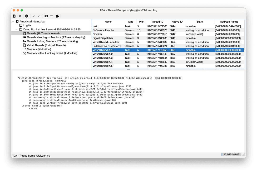 TDA Main Screen
