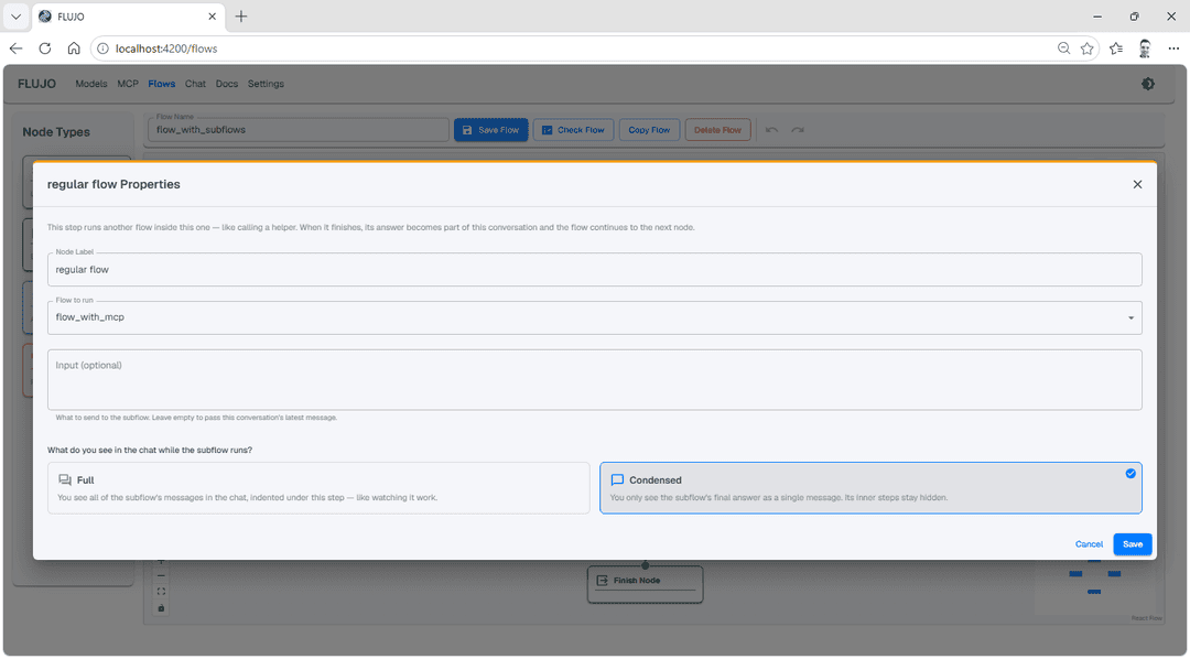 Subflow configuration