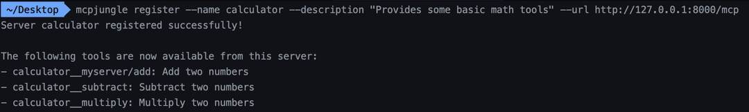 register a MCP server in MCPJungle