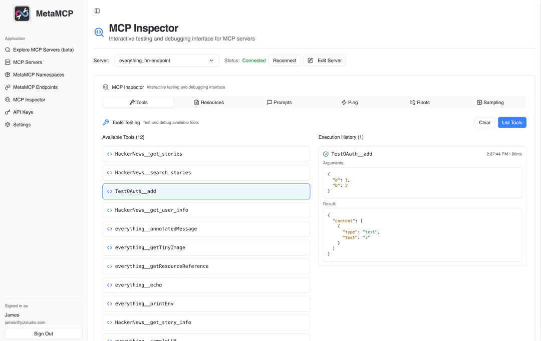 MetaMCP Screenshot