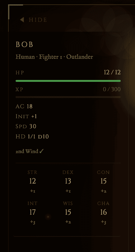 Character sidebar card