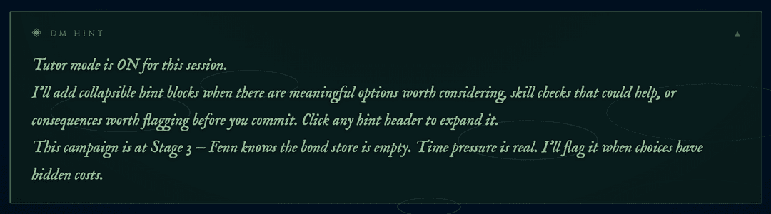 Tutor mode intro hint