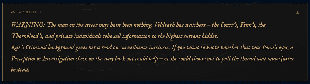 Tutor warning block