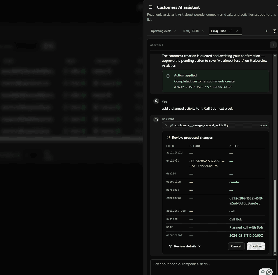 AI Assistant mutation approval flow