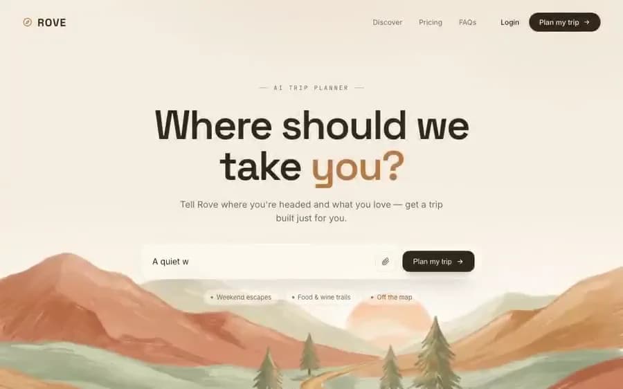 Rove — travel AI hero