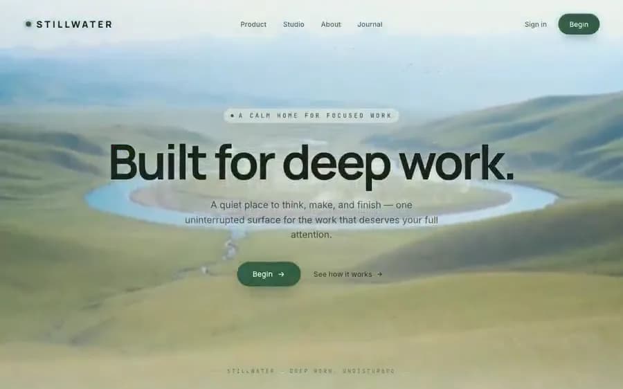 Stillwater — deep work hero
