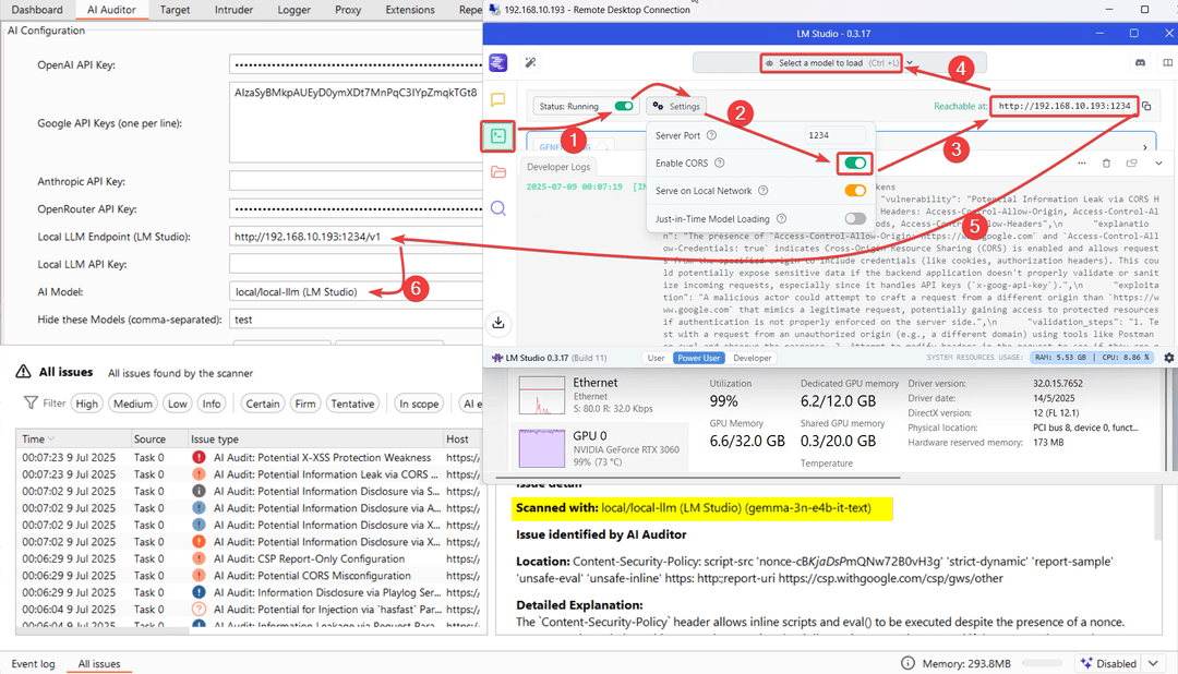 Selecting LM Studio model in AI Auditor
