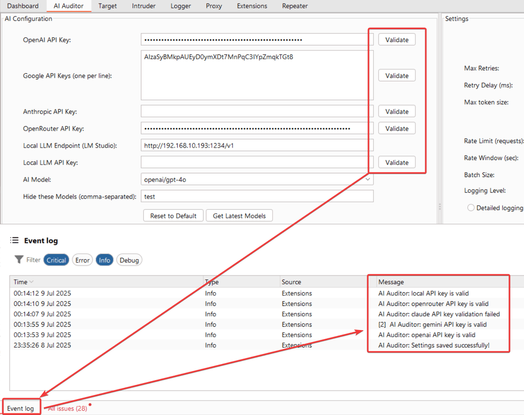 Validate output in Event Log