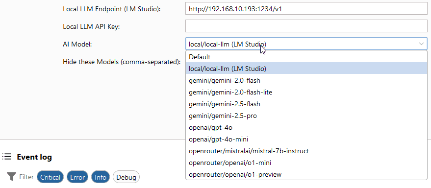 Default model list