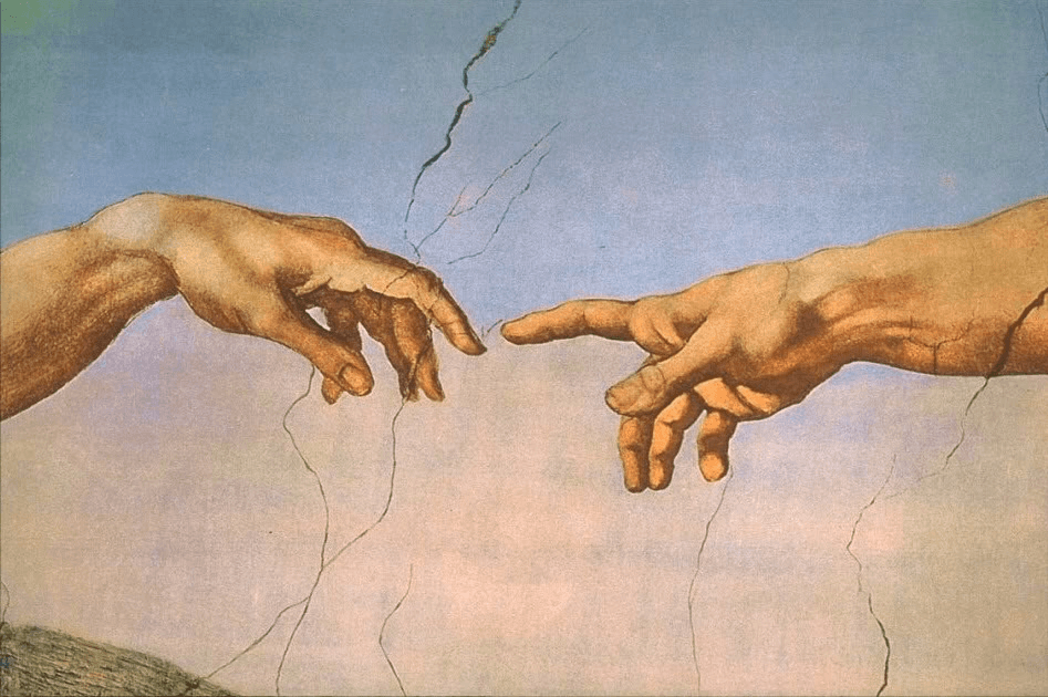 The Creation of Adam — two hands nearly touching, a spark between them