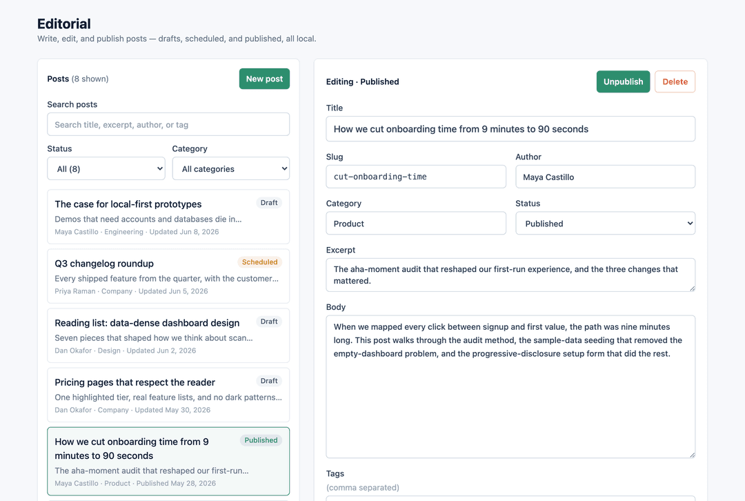 Generated blog CMS