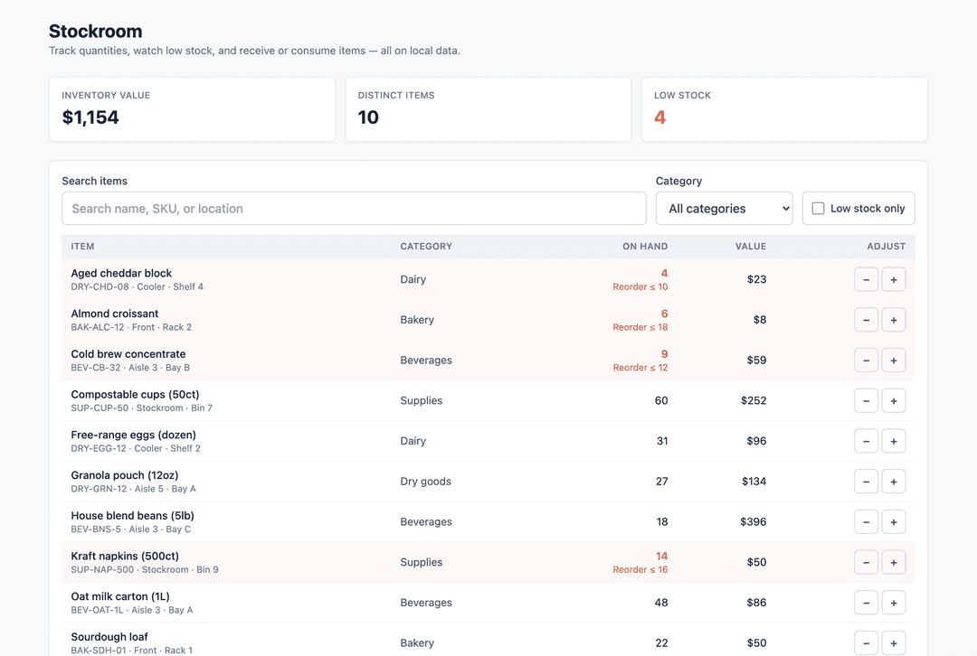 Generated inventory manager