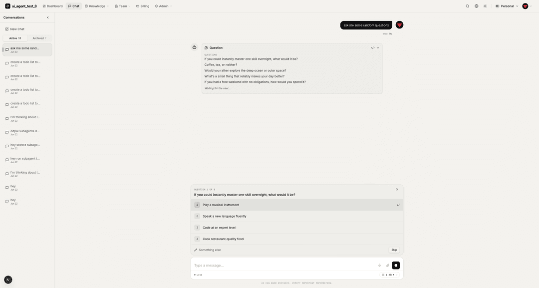 Chat ask-user tool