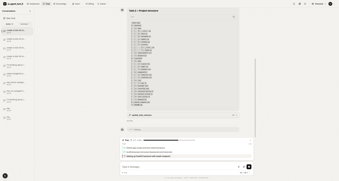 Chat plan and tasks