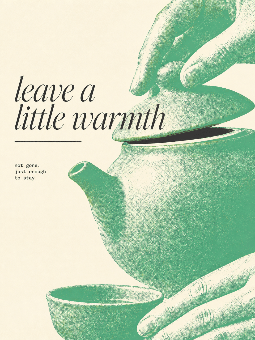 Green halftone teapot editorial poster