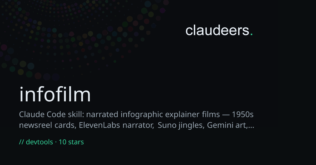 infofilm — Developer Tools for Claude | Claudeers